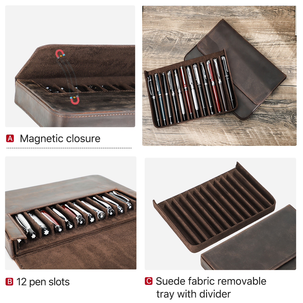 Mewah Kulit Asli 12 Slot Pena  - Luxury Bags For School ulasan dan harga